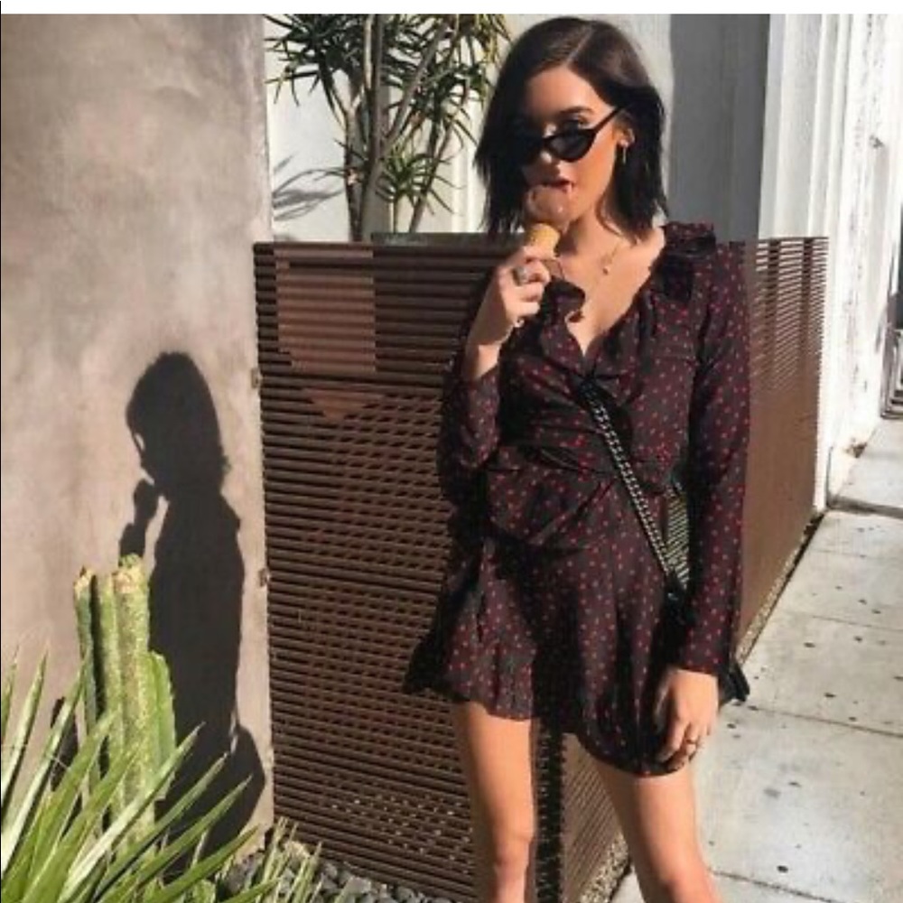 Realisation Italia Wrap Dress Black Red Polka dot